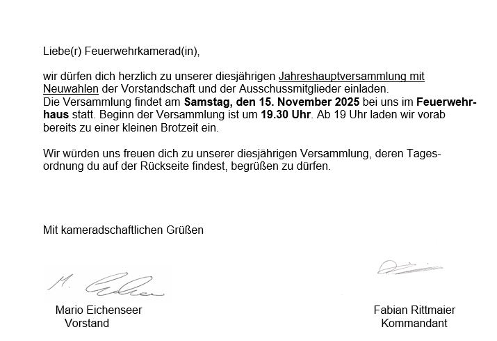 Jahreshauptversammlung 2025