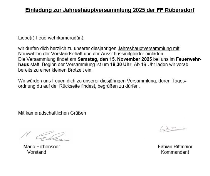 Jahreshauptversammlung 2025